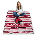 customized ball state cardinals layered florals red white quilt blanket best selling