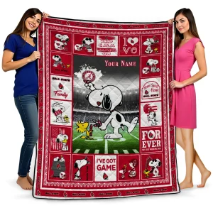 customized ball state cardinals snoopy coach red quilt blanket best selling