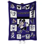 customized baltimore ravens mickey crimson purple white quilt blanket best selling