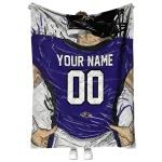 customized baltimore ravens player sketch purple gray quilt blanket best selling