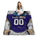 customized baltimore ravens player sketch purple gray quilt blanket best selling