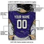 customized baltimore ravens player sketch purple gray quilt blanket best selling
