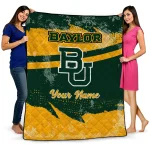 customized baylor bears brushstroke layers green quilt blanket best selling