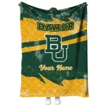 customized baylor bears brushstroke layers green quilt blanket best selling