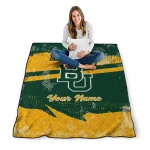 customized baylor bears brushstroke layers green quilt blanket best selling