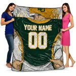 customized baylor bears player sketch green gray quilt blanket best selling