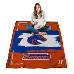 customized boise state broncos grunge patch orange white quilt blanket best selling