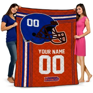customized boise state broncos helmet theme orange quilt blanket best selling