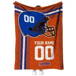 customized boise state broncos helmet theme orange quilt blanket best selling