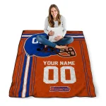 customized boise state broncos helmet theme orange quilt blanket best selling