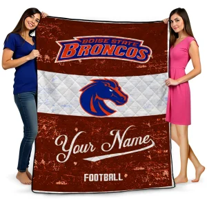 customized boise state broncos hibiscus burst orange white quilt blanket best selling