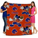 customized boise state broncos mickey football orange quilt blanket best selling