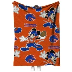 customized boise state broncos mickey football orange quilt blanket best selling