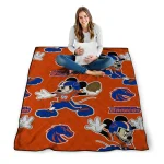 customized boise state broncos mickey football orange quilt blanket best selling