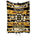 customized boston bruins layered florals gold white quilt blanket best selling