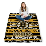 customized boston bruins layered florals gold white quilt blanket best selling
