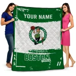 customized boston celtics grunge patch green white quilt blanket best selling