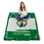 customized boston celtics grunge patch green white quilt blanket best selling