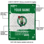 customized boston celtics grunge patch green white quilt blanket best selling