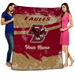 customized boston college eagles brushstroke layers maroon quilt blanket best selling