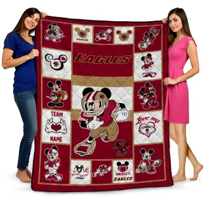 customized boston college eagles mickey crimson maroon white quilt blanket best selling