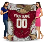 customized boston college eagles player sketch maroon gray quilt blanket best selling