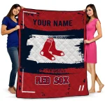 customized boston red sox grunge patch red white quilt blanket best selling