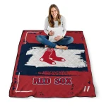 customized boston red sox grunge patch red white quilt blanket best selling