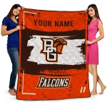 customized bowling green falcons grunge patch orange white quilt blanket best selling