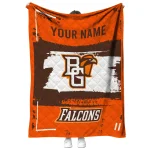 customized bowling green falcons grunge patch orange white quilt blanket best selling