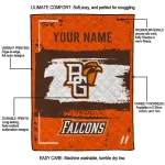 customized bowling green falcons grunge patch orange white quilt blanket best selling