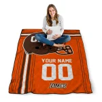 customized bowling green falcons helmet theme orange quilt blanket best selling
