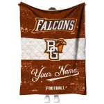 customized bowling green falcons hibiscus burst orange white quilt blanket best selling