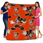 customized bowling green falcons mickey football orange quilt blanket best selling