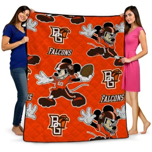 customized bowling green falcons mickey football orange quilt blanket best selling