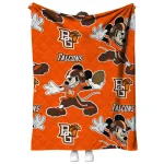 customized bowling green falcons mickey football orange quilt blanket best selling