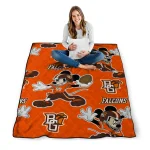 customized bowling green falcons mickey football orange quilt blanket best selling