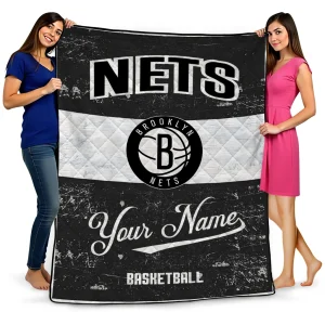 customized brooklyn nets helmet fan black white quilt blanket best selling