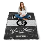 customized brooklyn nets helmet fan black white quilt blanket best selling
