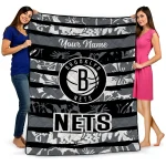 customized brooklyn nets layered florals black white quilt blanket best selling