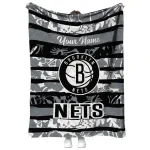 customized brooklyn nets layered florals black white quilt blanket best selling