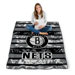 customized brooklyn nets layered florals black white quilt blanket best selling