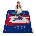 customized buffalo bills grunge patch blue white quilt blanket best selling