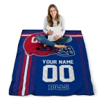 customized buffalo bills helmet theme blue quilt blanket best selling