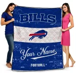 customized buffalo bills hibiscus burst blue white quilt blanket best selling