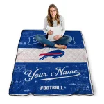 customized buffalo bills hibiscus burst blue white quilt blanket best selling