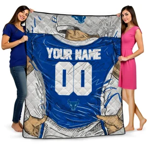 customized buffalo bulls player sketch royal blue gray quilt blanket best selling