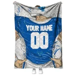 customized buffalo bulls player sketch royal blue gray quilt blanket best selling