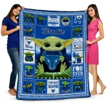 customized buffalo bulls yody baby pattern royal blue quilt blanket best selling