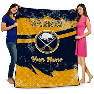 customized buffalo sabres brushstroke layers navy blue quilt blanket best selling